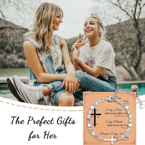 Christian Gifts for Women Girls, Religious Cross Bracelet - color: Every day God thinks of you