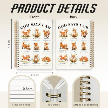 Fox Gifts Cute Christian Notebook Bible Journal for Women Girls - color: Fox Christian -(A5)