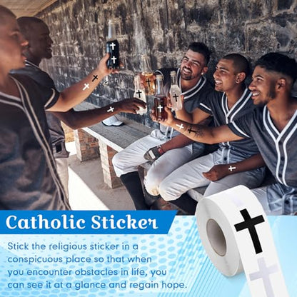 Faccito 600pcs Cross Stickers Crosses Christian Stickers, Black+White - color: Black+white