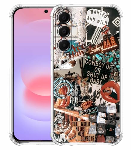 Western Cowboy Cowgirl Case Compatible with Samsung Galaxy A37,Retro Country Art Collage,Trendy Soft Bumper TPU Case,SA37 - color: Cowboy, size: Samsung Galaxy A37