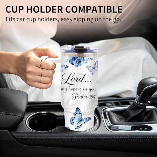 Christian Gifts for Women, Faith 40 oz Tumbler with Handle and Straw - color: Faith1