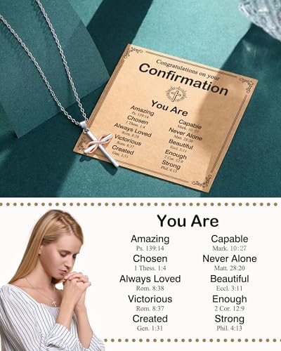 UPROMI Faith, Love & Blessings – Baptism & Confirmation Gifts Infinity Cross Necklace for Women & Girls, Christian Jewelry - style: Confirmation