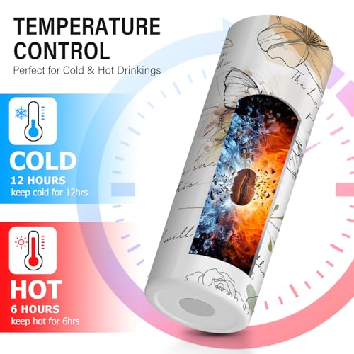 TUMBTU Christian Bible Verse Skinny Tumbler,Religious Tumbler for Women - color: White