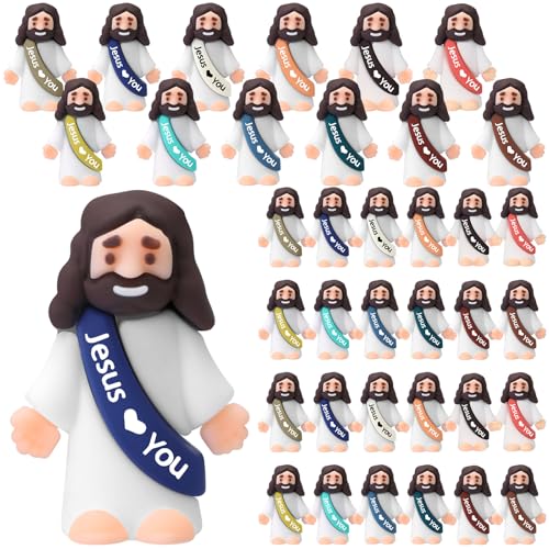 Bememo 25 Pcs Mini Jesus Figures Little Jesus Figurines,Christian Colors - color: Christian Colors