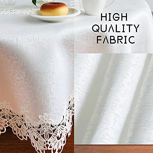Lace Tablecloth Rectangle Fabric Washable Off White 16x35inch - color: H17176-white-1, size: 16*35