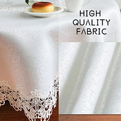 Lace Tablecloth Rectangle Fabric Washable Off White 16x35inch - color: H17176-white-1, size: 16*35