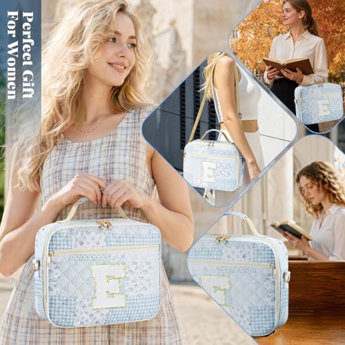 Personalized Initial Bible Cover Case for Women Bible Bag w/Study Supplies - color: Spliced Flower, size: E