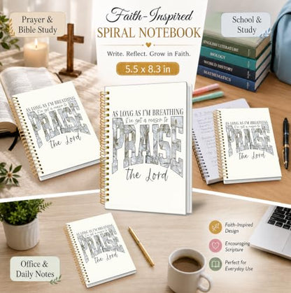 Bible Journal Notebook, Christian Gifts for Women - color: As Long as Im Breathing-white