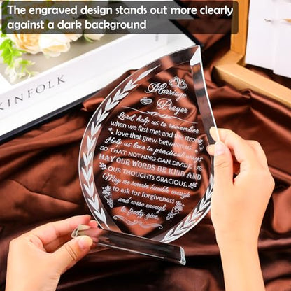 Wedding Gifts for Couples Newlyweds 2026 Unique Anniversary Marriage Prayer Christian Gift Glass Plaque, Bridal Shower Gifts for Bride, Mr and Mrs Engagement Decor