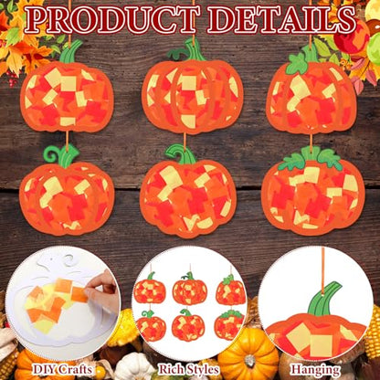 Chiisong 24 Sets Fall Pumpkin Crafts Kit DIY Pumpkin Suncatcher Paper Craft - style: Pumpkin