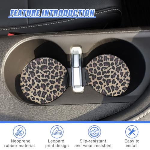 Leopard Print Car Cup Holder Coasters, 2.77'' Drink Cup Mat, No.2 - size: No.2