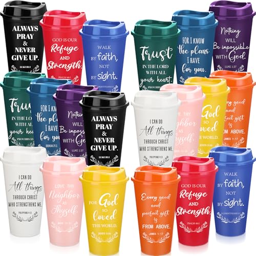 Skylety 20 Pack Christian Gifts Bulk 16oz Bible Verse Tumbler with Lids - color: Multicolor