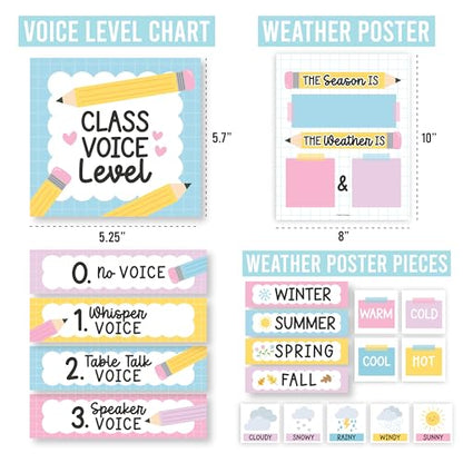 Classroom Calendar Set Bulletin Board Decorations, 98pc School Calendar Set - color: Pastel