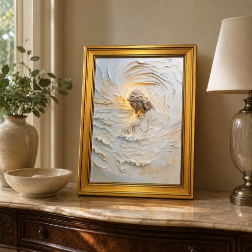 Christian Texture Jesus Canvas Wall Art Framed Neutral Artwork 16X12 Inch - color: Christian TextureJesus Canvas 26, size: 16"L x 12"W