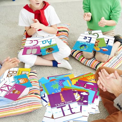 AmazingSpark 26 Pcs Bible Alphabet Flash Cards Christian ABC Cards