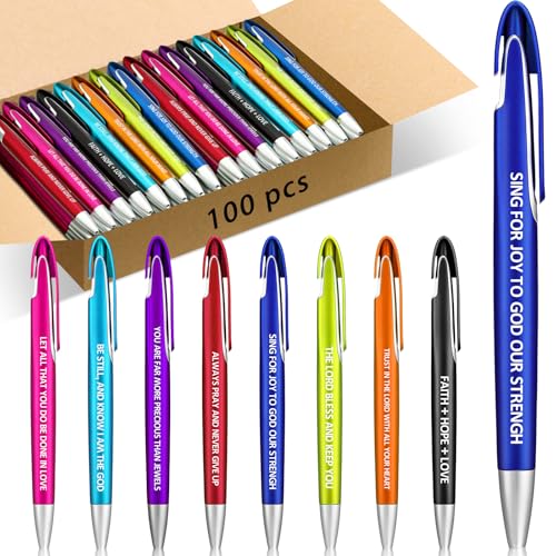 Lincia 100 Pcs Bible Verse Ballpoint Pens Bulk, Medium Point, Black Ink - style: Bible Verse