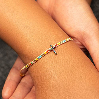 STORYJEWELLERY Christian Gifts for Women, Religious Confirmation and Baptism Gifts, Cross Bracelet for Women, Easter Gift, Encouragement Presents, Christian Jewelry - color: Wear this as a reminder