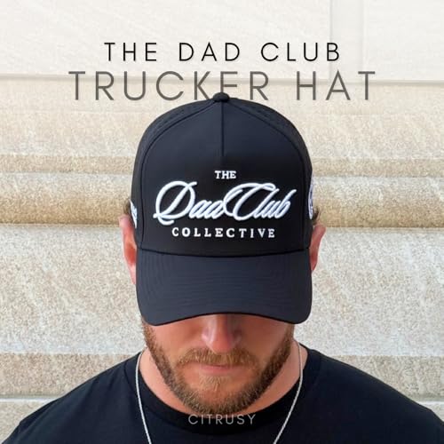 CITRUSY Athletic Trucker Golf Hat | Performance Mens 5 Panel Cap | Cool Breathable Waterproof Workout Running Snapback - color: Dad Club | Solid Black