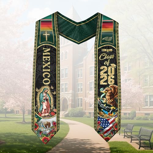 Mexico Graduation Sash, Cross Graduate Stole, Class Of 2026, Mexican Stole - color: Ds 04