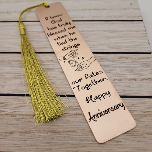 Unique Gift For Anniversary - I know God has truly blessed me when he tied the strings our fates together Bookmarks (Rose Gold) - color: Rose Gold