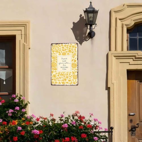 Praise God From Whom All Blessings Flow Christian Religious Aluminum Metal Sign, 8X12 Inch, Decor for Home Living Room Kitchen Entryway Bedroom Cafe Bar