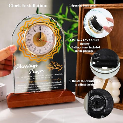 K9 Crystal Clock - Wedding Prayer Gift for Couples,6.5x8.5 Inch