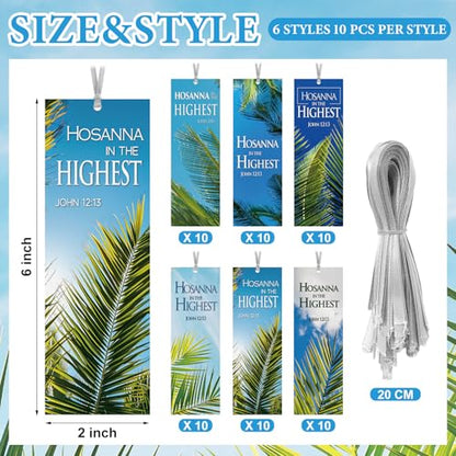 Dispowreath 60 Pcs Hosanna Palm Leaf Bookmarks Lent Easter John 12: 13 Bookmarks Palm Sunday Religious Christian Exchange Gifts for Men Women Church Prizes Party - style: Palm Leaf Cross