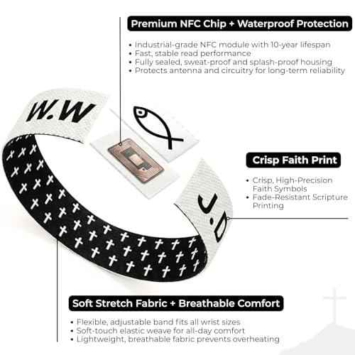 Lusinus Bible Verse Bracelets, Tap for Scripture, NFC Daily Wristband - color: Multicolor (4Pcs)