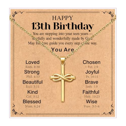 Happy 6-16th Birthday Gifts for Girls,Cross Necklace Decorations - style: Happy 13th Birthday