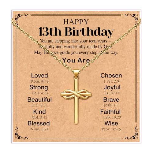 Happy 6-16th Birthday Gifts for Girls,Cross Necklace Decorations - style: Happy 13th Birthday