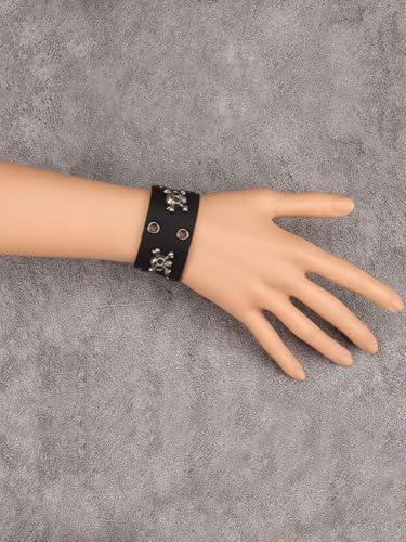 Jeilwiy Punk Rock Gothic Black Rivet Leather Spiked Necklace Collar Neckband Leather Choker Necklace for Women Mom Gifts Adjustable - color: HGB150-Black