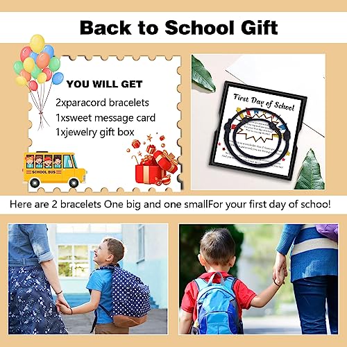 First Day of School Bracelets, Back to School Bracelets Mommy and Me - color: 2PCS Black