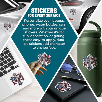 American Flag Cross Sticker 5 Inch – Christian Patriotic Vinyl Decal Waterproof USA Faith Jesus Religious Sticker for Car Truck Laptop Window Bumper - color: 05