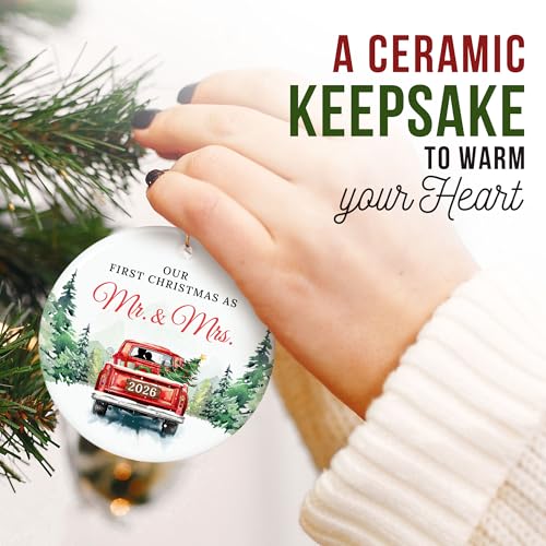 ZAGKOO First Christmas Married Ornament 2026 - Mr and Mrs Wedding Ornament - color: First Mr & Mrs 2026