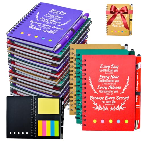 Tarevaniwa 40 Pcs Bulk Christian Gifts Prayer Journal for Woman - 20 Set Christian Spiral Notebook & Religious Pen - Church Gifts for Inspirational, Sunday School, Bible Study, Devotions (Colorful) - color: A-Colorful, size: 20