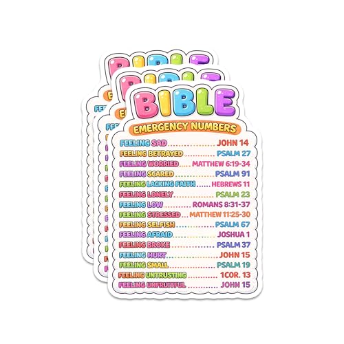 Bible Emergency Numbers Sticker 3Pcs Vinyl Waterproof Quotes Bible Verse Jesus Decor & Party Favors for Laptop, Water Bottle, Skateboard | Non-Repeating Decals, High-Definition Print - color: Bible Emergency