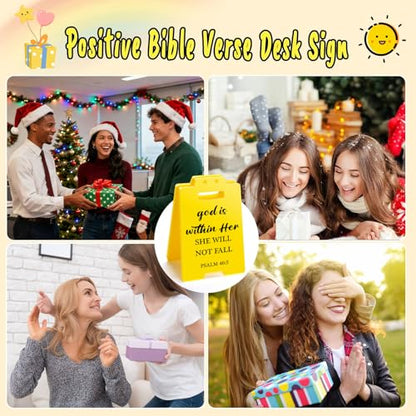 Religion Christian Bible Verse - God Is Within Her, She Will Not Fall, Quote Psalm 46:5, Positive Desk Sign Religious Decor Women Men Friend Student Galentines Valentines Day Birthday Gifts - style: God Is Within Her