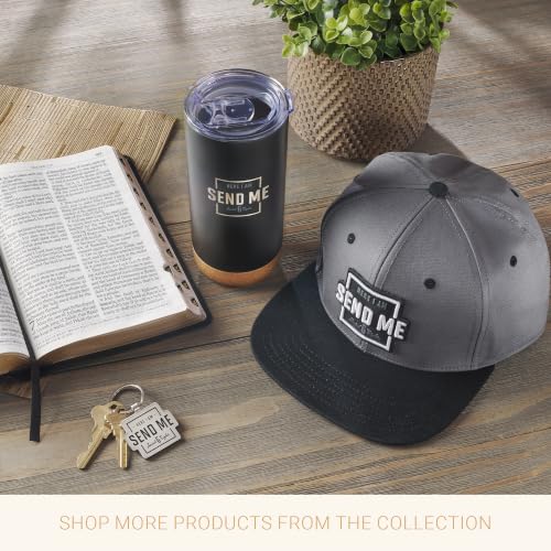 Christian Art Gifts Ceramic Coffee & Tea Scripture Mug for Men: Isaiah 6:8 Bible Verse, Matte Charcoal Gray & Black, 13 oz.