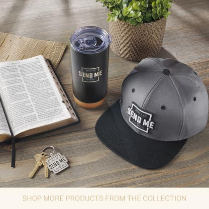 Christian Art Gifts Ceramic Coffee & Tea Scripture Mug for Men: Isaiah 6:8 Bible Verse, Matte Charcoal Gray & Black, 13 oz.