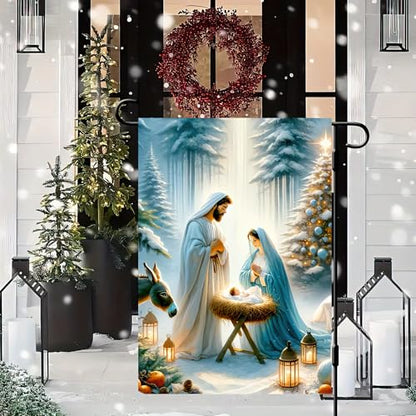 BlissYard Christmas Garden Flag 12x18 Inch Nativity Family Yard Decor - color: garden flag #1