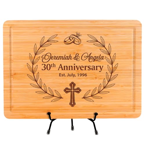 Personalized Christian Wedding Anniversary Cutting Board Gifts for Couples, Bible Verse Anniversary Present for Wife: 5th 10th 25th 35th 45th 50th 60th Silver Golden Diamond Anniversay Gift for Her