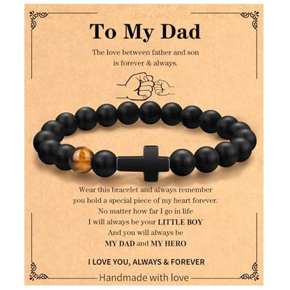 Christian Grandparents-Day Gifts for Men, Religious Cross Bracelet for Him - style: To My Dad - Black