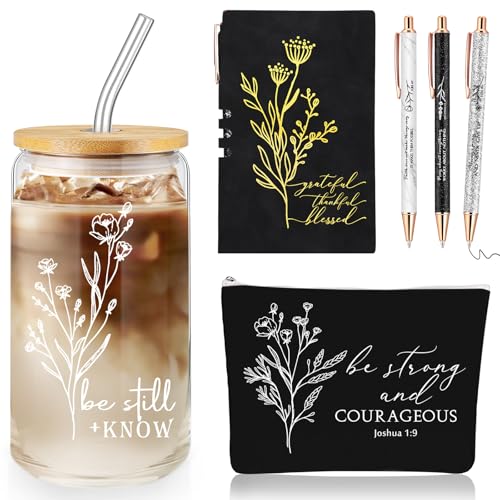 Funnymoom 6 Pcs Pastor Gift Set Tumbler Journal Pens Black - color: Black, size: Be Still