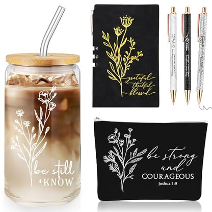 Funnymoom 6 Pcs Pastor Gift Set Tumbler Journal Pens Black - color: Black, size: Be Still
