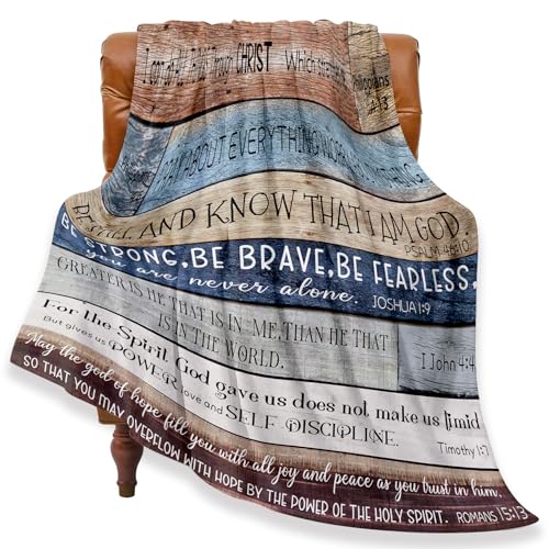 Bible Verse Christian Blanket Quotes Inspirational Motivational Positive Farmhouse Rustic Scripture Wood Soft Warm Gift Flannel Blanket for Couch Sofa Chair Bed or Dorm, 50 x 60 Inch - color: Multi Bible, size: 50 x 60 inches