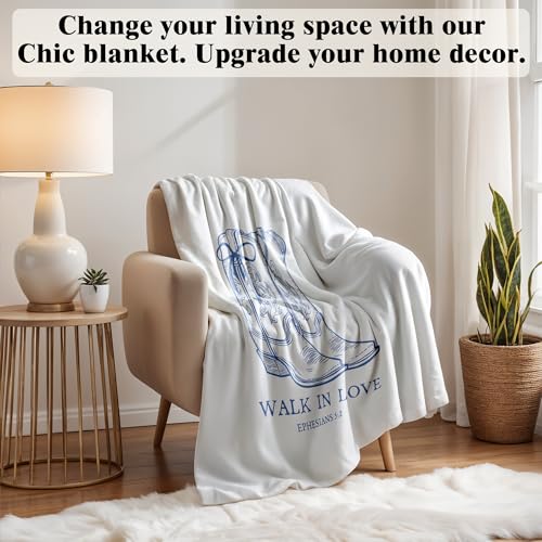Blue Christian Western Blanket, Cowgirl Gifts for Women, Walk in Love Religious Bible Verse Western Cowgirl Throw Blankets for Girly Room Bedroom Dorm Apartment Couch Sofa, 50x60 Inches - color: Cowgirl