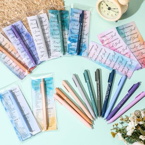 Sayglossy 50 Sets Christian Gifts Pens with Scripture Bookmarks