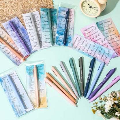 Sayglossy 50 Sets Christian Gifts Pens with Scripture Bookmarks
