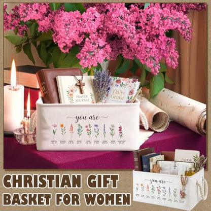 Marsui Christian Gifts for Women Bible Basket for Books, Christian Flower - style: Christian Flower