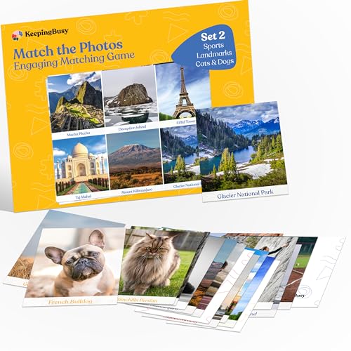 Keeping Busy Match Photo 2 Dementia Activities for Seniors | Alzheimer Products for Elderly Patients | Fun Memory Game Toy & Cognitive Brain Puzzle for Senior Citizens w/Memory Loss or Alzheimers